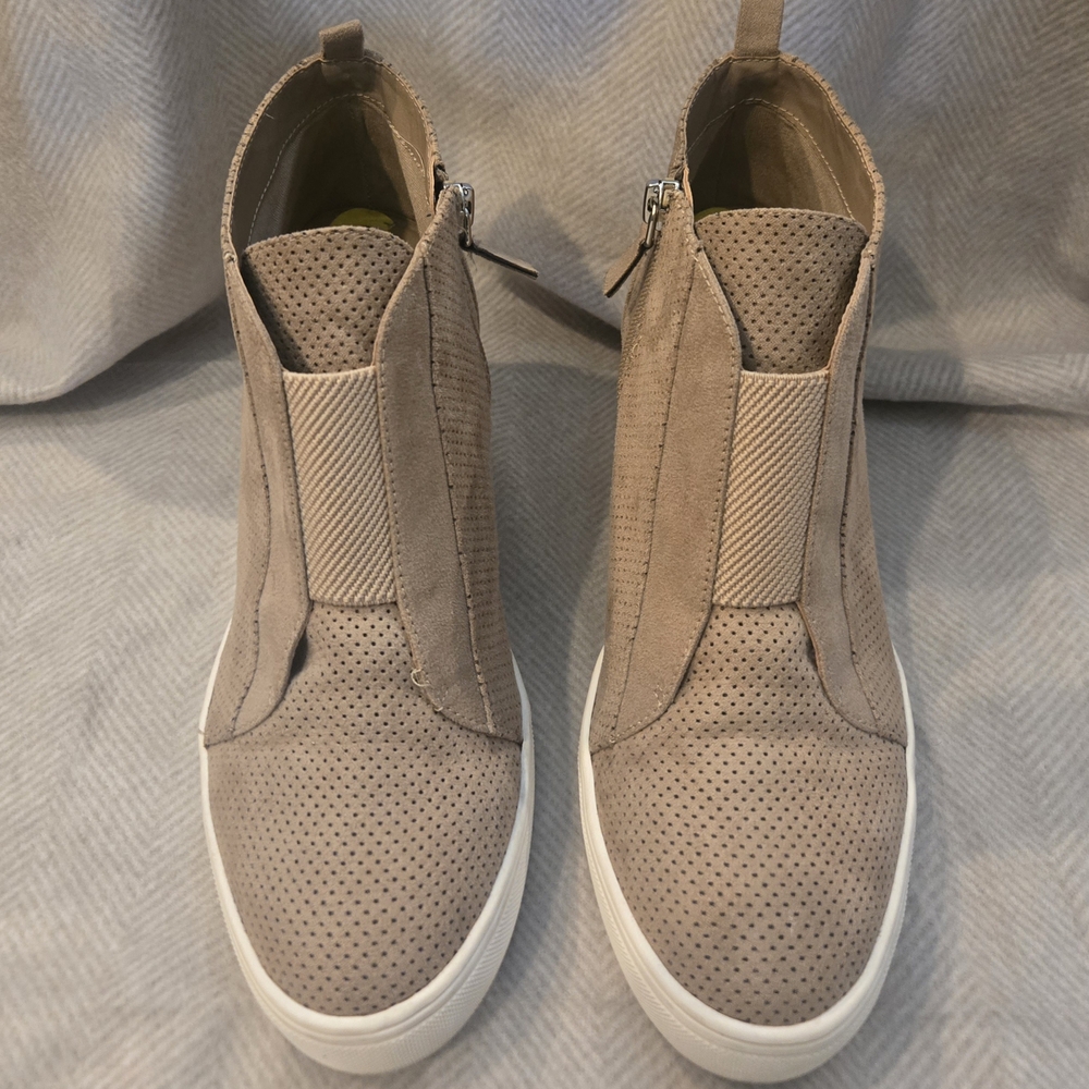 MIA Perforated Taupe Ankle Booties